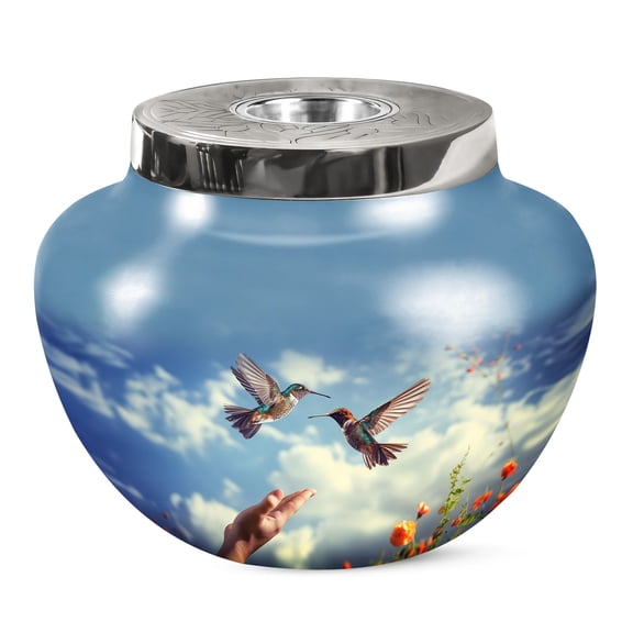 KARYLIZ Humming Bird Urn For Human Ashes - Large Urns For Ashes Adult Male - Unique Gifts For Ashes - Burial Urn For Ashes - Cremation Urns For Women - Decorative Ash Holder For Funeral 10 Inch