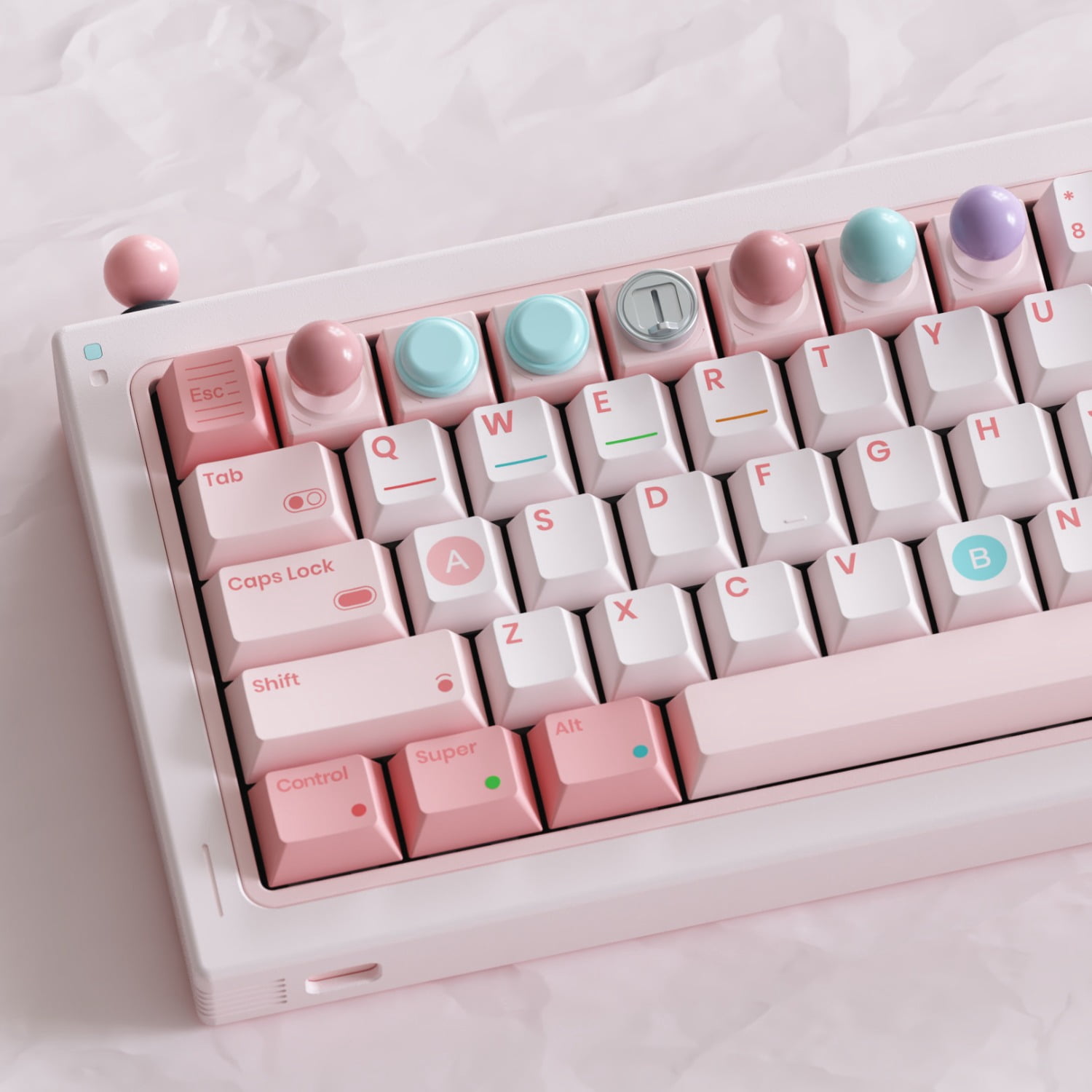 80Retros Game Boy Style Pink Candy PBT Keycap Set, Retro Gaming Keycaps for Mechanical Keyboard, 140 Keys Full Set