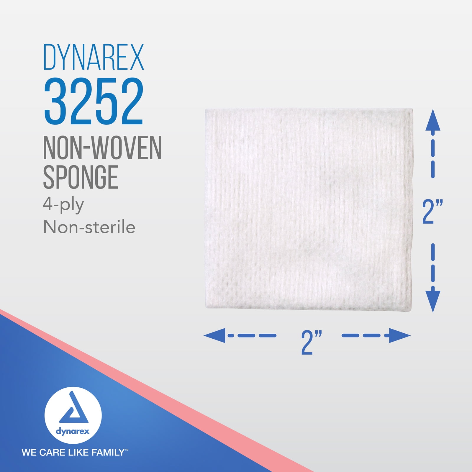 Dynarex Non-Woven Sponges, Non-Sterile Gauze Sponges, for Skin Treatment and Wound Care, 2" x 2", 4 Ply, 1 Case of 4000 (20 Boxes of 200)