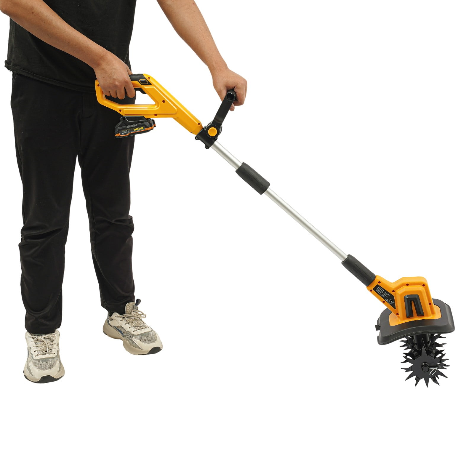 Cordless Electric Tiller, 20V Lithium Battery Handheld Micro Tiller with 4 Sharp Blades, 300W High Efficiency Copper Motor for Soil Cultivation, Weeding, Loosen Dirt in Small Garden, Raised Bed