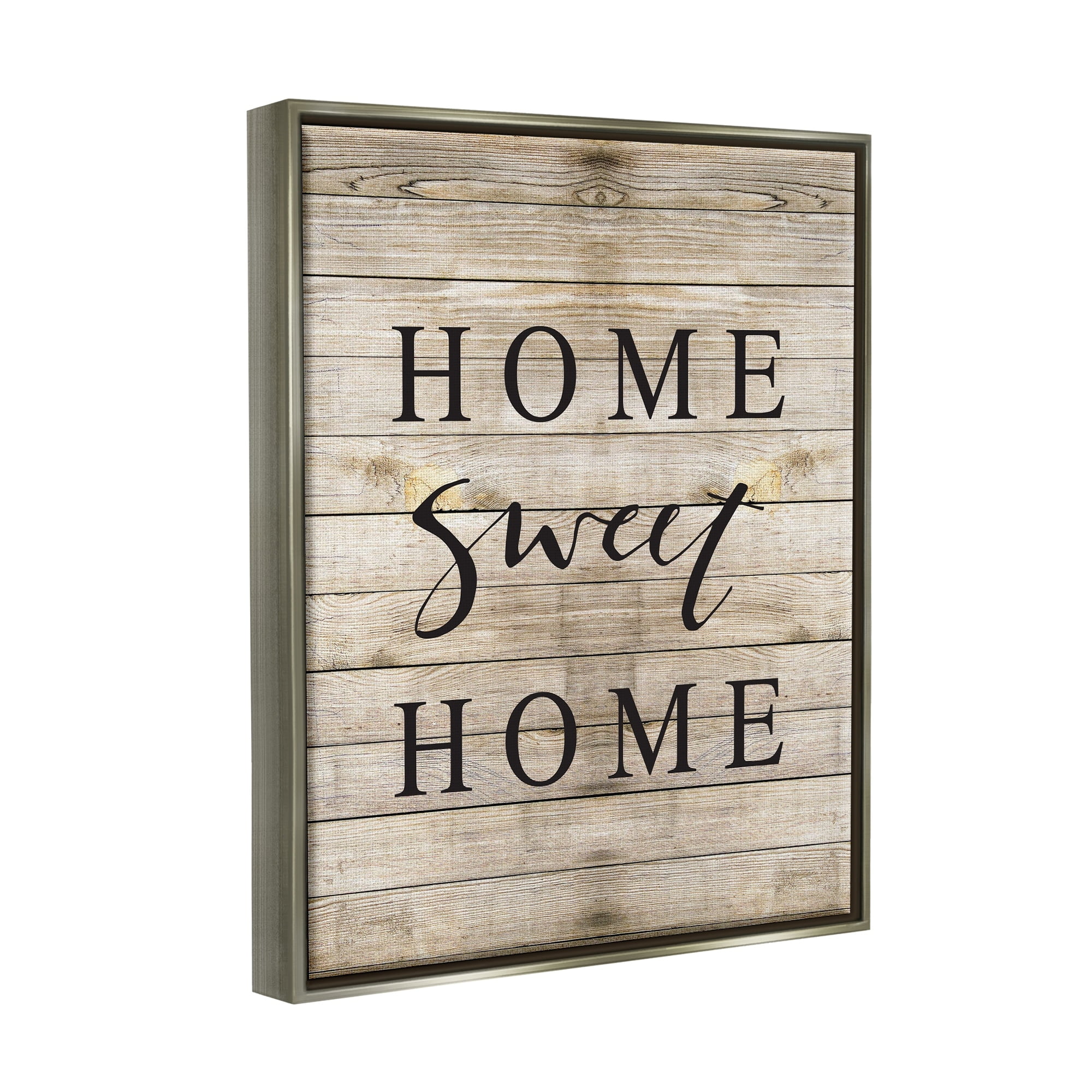 Stupell Industries Home Sweet Home Family Typography Luster Gray Framed Floating Canvas Wall Art, 16x20, by Border Bloom