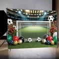 thumbnail image 2 of Football Soccer Field Backdrop Boy's Birthday Balloons Party rations Background Baby Childr's Photoz Photocall, 2 of 8