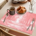 thumbnail image 3 of Pink Trees Placemats Set of 4 Forest Art Decor Spring Summer Nature Leaf Place Mats Indoor Wipeable Table Mats Washable Cloth Dining Table Placemats for Kitchen Holiday Party Home Decor 13x19 Inch, 3 of 9