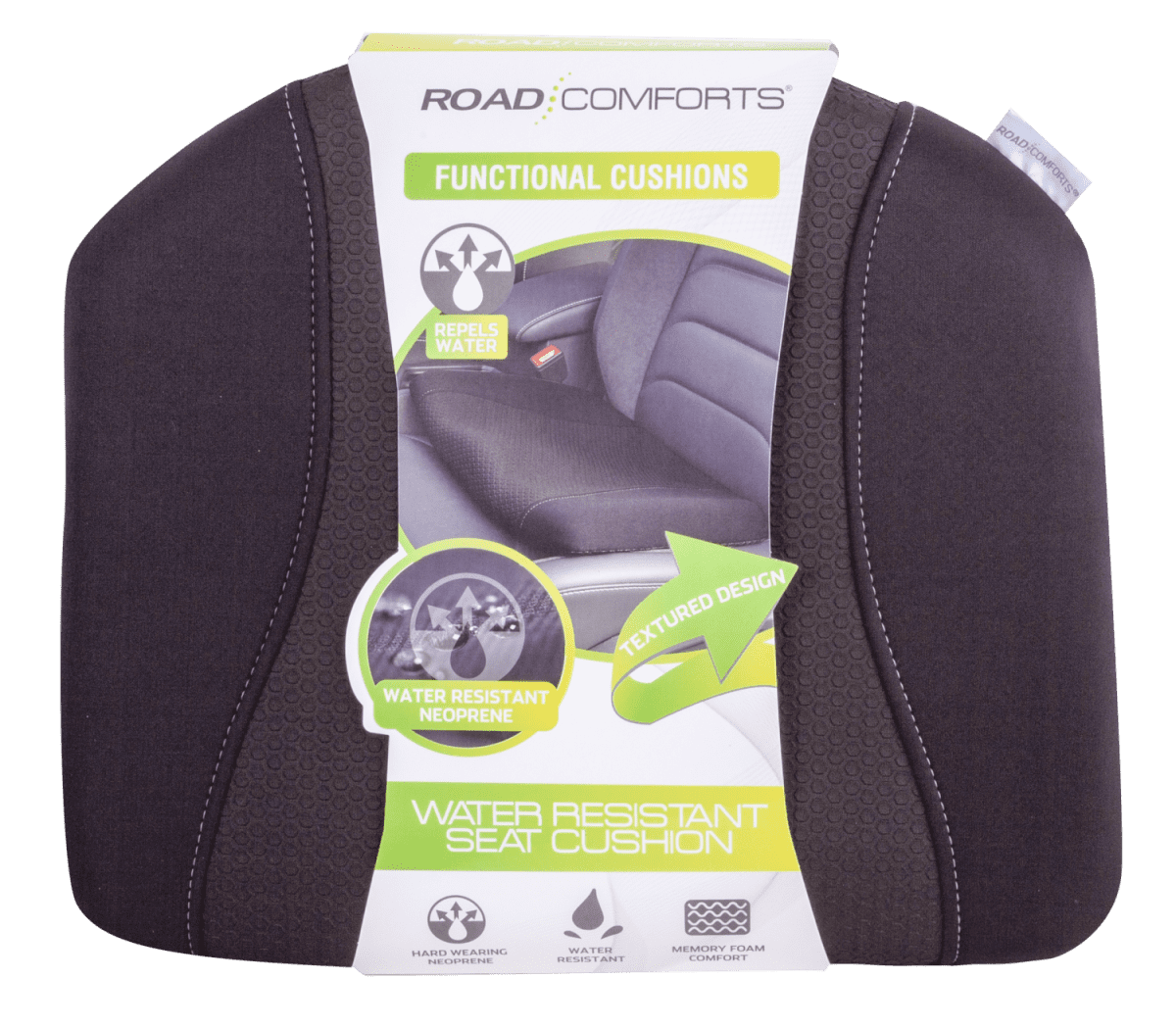 Auto Drive 1Piece Car Seat Cushion Memory Foam Black Universal Fit, 19CU26