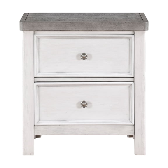 Xukmct Nightstand with 2 Drawers, Wood Beside Table for Bedroom, Living Room, White Gray