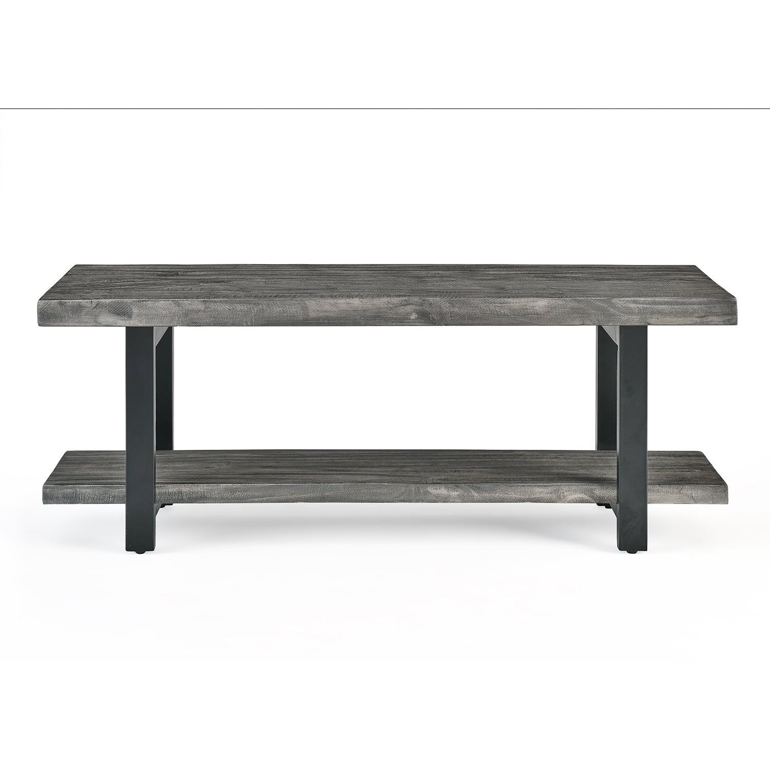 Alaterre Pomona 48" Metal and Reclaimed Wood Wall Coat Hook with Bench, Slate Gray