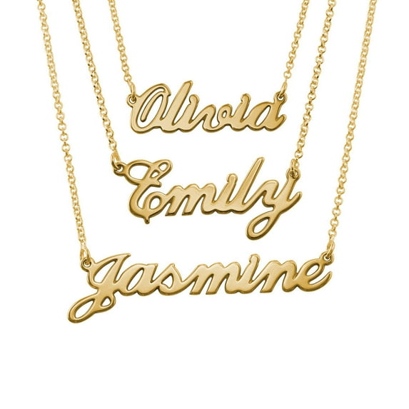MyNameNecklace - Personalized Unisex Classic Name Necklace for Woman - Custom Cursive Nameplate - Made of 18k Gold Plated Silver Custom Any Name with 16'' + 2" Chain