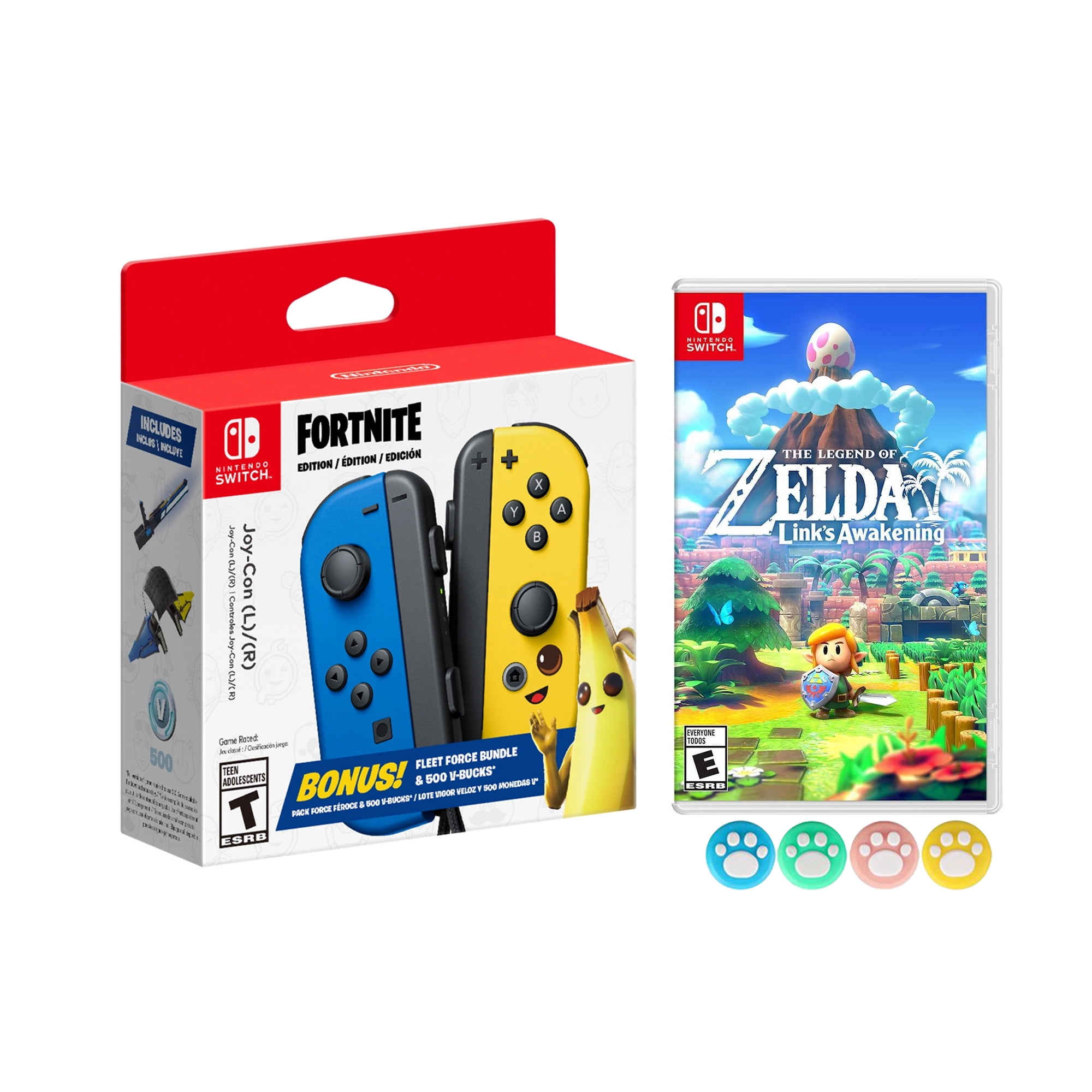 Nintendo Joy Con L R Fortnite Fleet Force Bundle Blue Yellow Joycon In Game 500 V Bucks Glider Electri Claw Pickaxe With Minecraft Game And Mytrix Joystick Caps Walmart Com