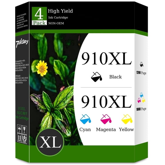 910 XL 910XL Ink Cartridges Combo Pack Compatible for HP 910 Ink Cartridge for OfficeJet 8020 8015e Pro 8025e 8020e Printer (Black Cyan Magenta Yellow, 4 Pack)