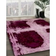 thumbnail image 3 of Ahgly Company Machine Washable Indoor Round Abstract Blush Red Pink Area Rugs, 6' Round, 3 of 7