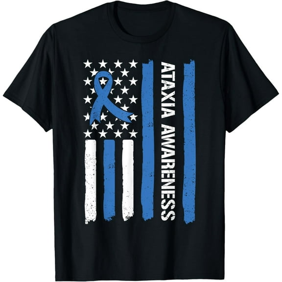 Premium Comfort - Ataxia Awareness Month American Flag Ribbon T-Shirt