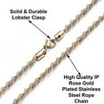 thumbnail image 2 of Savlano 2mm-5mm Stainless Steel Rose Gold Color Rope Twist Necklace Chain for Men & Women Comes in 16-30 inches Gift Box, 2 of 7