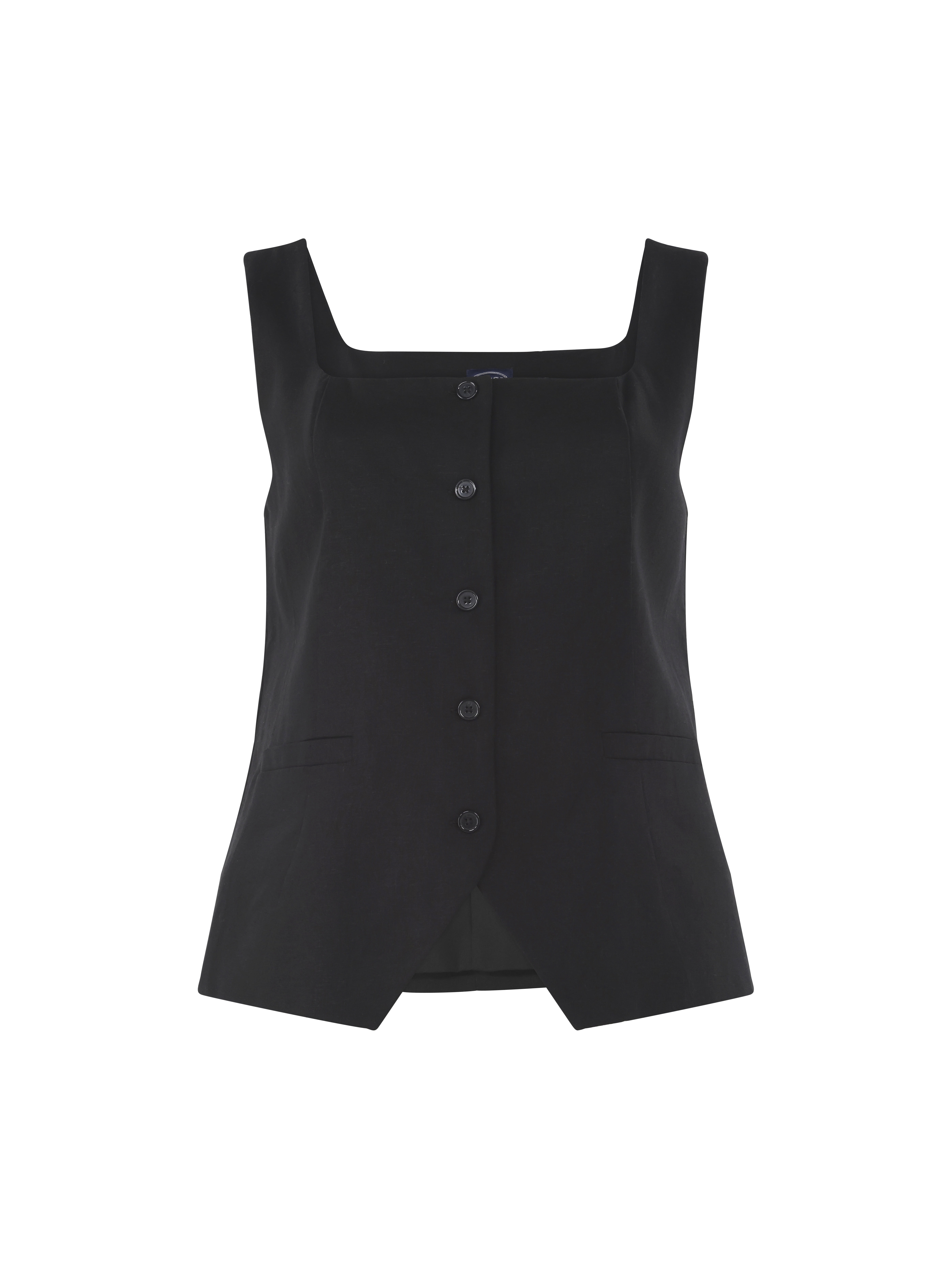 Scoop Women's Plus Linen Blend Square Neck Longline Vest, Sizes 1X-4X