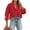 Red, variant on Langwyqu Turn-Down Collar Women Solid Button Crop Tops Lapel Blouse With Pocket