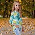 thumbnail image 4 of YOUYEDIAN Kids Girls 3/4 Sleeve Shirts 2026 New Floral Print Tops Crewneck Tshirt Cute Clothes Mint Green 9-10 Years, 4 of 4