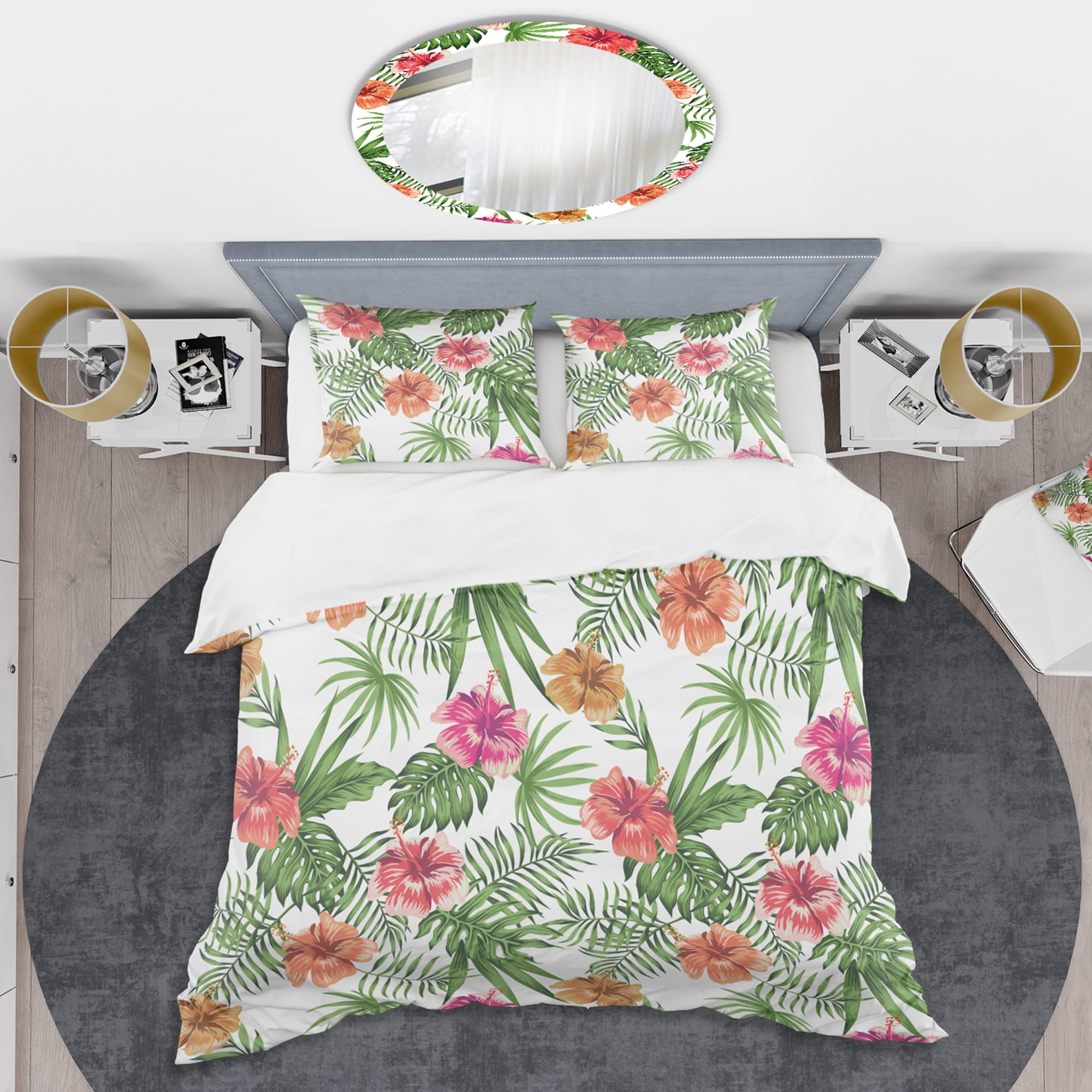 Designart 'Tropical Botanicals And Flowers II' Mid-Century Modern Duvet Cover Set