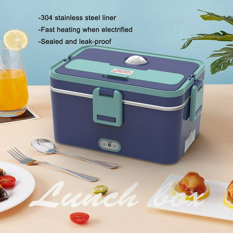 Electric Lunch Box Food Heater, 60W Electric Heating Lunch Boxes for Car/Men/Adults/Home/Work,  1.8L Stainless Steel Container