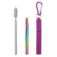 thumbnail image 2 of Hariumiu Retractable Stainless Steel Straw with Keychain Cleaning Brush Case Portable Collapsible Metal Straw Set for Travel Cruise Ship Essentials, 2 of 8