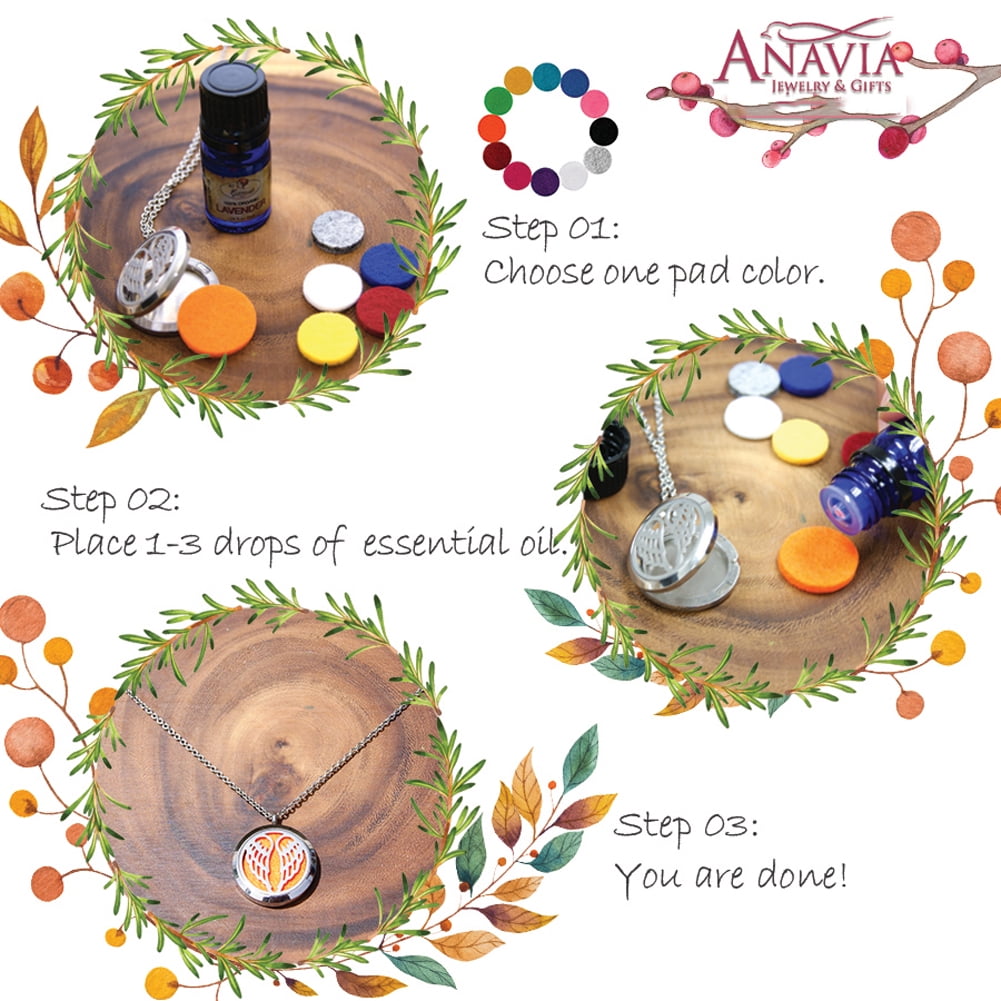 Anavia Aromatherapy Starter Kit Clouds Mother's Day Gift for Mom Girlfriend Wife Diffuser Rhinestone Necklace & Organic Essential Oil Jewelry Gift Set - Rose Gold Necklace & Peppermint Oil