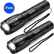LED Flashlights, 2Pack Tactical Flashlight, 5 Modes, Waterproof Focus Zoomable Camping Lanterns(2 Pack)