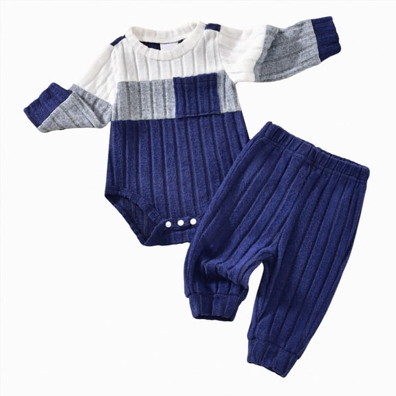 Cdudpw Baby Boy Clothes to Letter Print Romper Pants Hat 3PCS(Blue,18-24 Months)