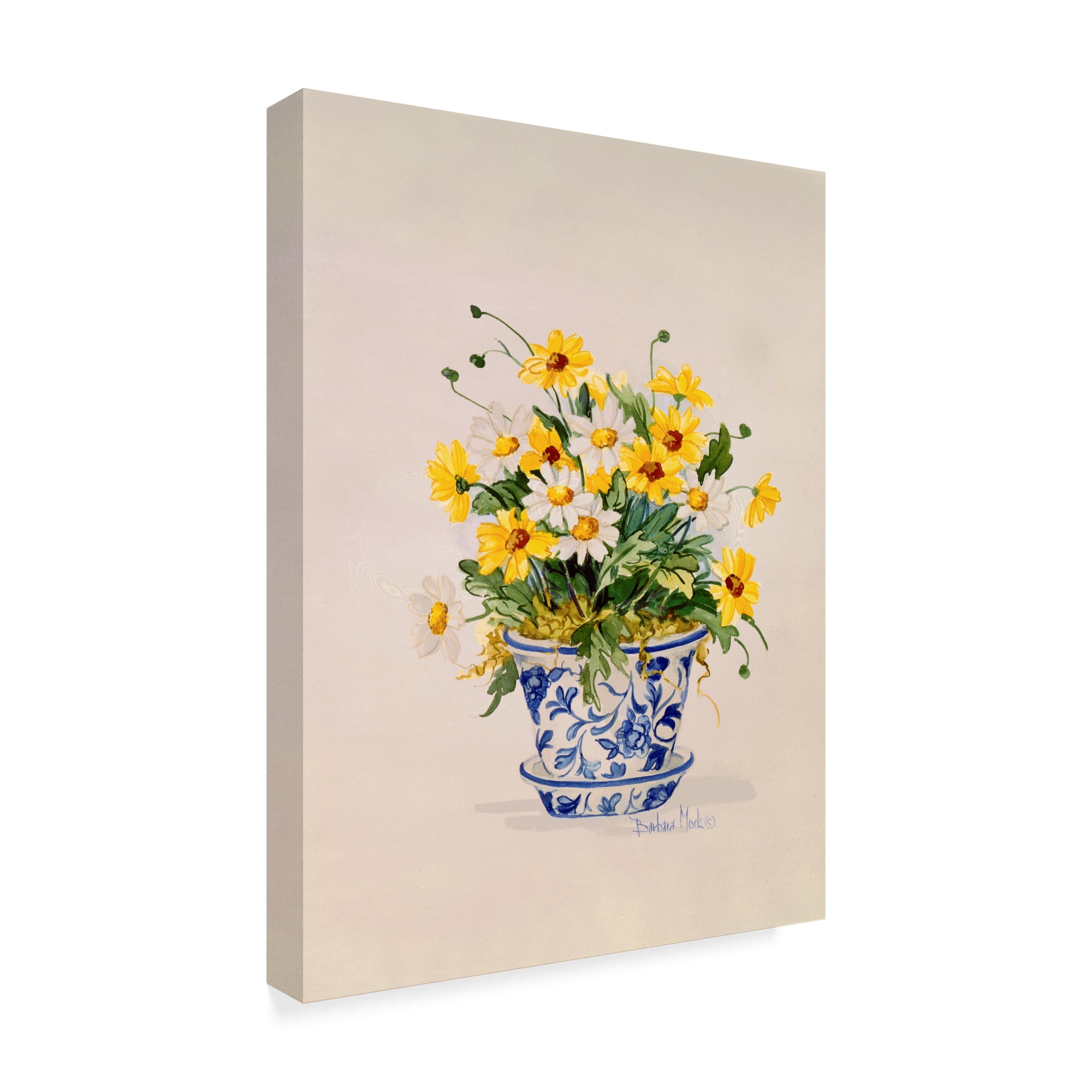 Trademark Fine Art ' Blue and White Porcelain Daisies' Canvas Art by Barbara Mock