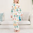 thumbnail image 3 of FORMRS Kids Pajama Set Fleece Long Sleeve Top Relaxed-Fit Pants Lounge Sleepwear, Sizes 3T-11Y, Floral Easter Eggs, 3 of 7