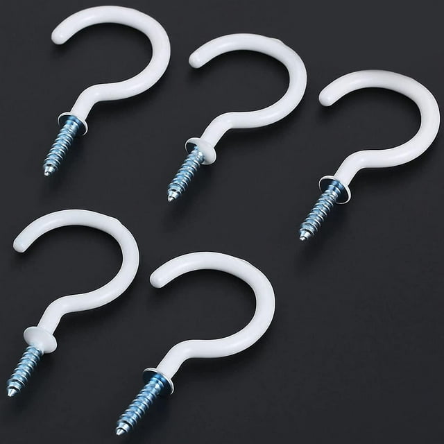 Ganchos para tazas de 20 piezas atornillados, gancho de techo blanco de 2 pulgadas, resistente para colgar plantas, tazas, campanillas de viento, utensilios, luces de cadena para e