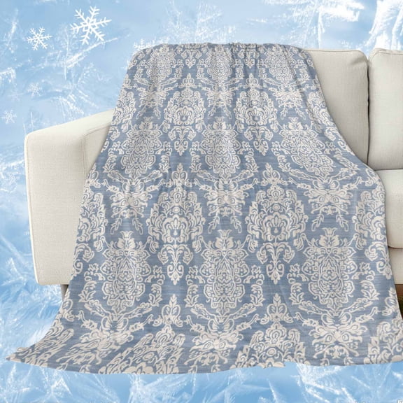 Blue Boho Cooling Blanket,Lightweight Breathable Summer Throw Blanket with Double Sided Cold Effect,Vintage Mexican Ethnic Floral Southwestern Picnic Blankets Bed Sheet for Hot Sleepers 60"x80"
