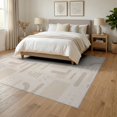 thumbnail image 3 of ODIKA 6'x9' Ivory Modern Geometric Pattern Washable Area Rug Contemporary Minimalist Rounded Rectangle Motif Non-Slip, Easy Care, for Family Room, Living Mater Bedroom, 3 of 7
