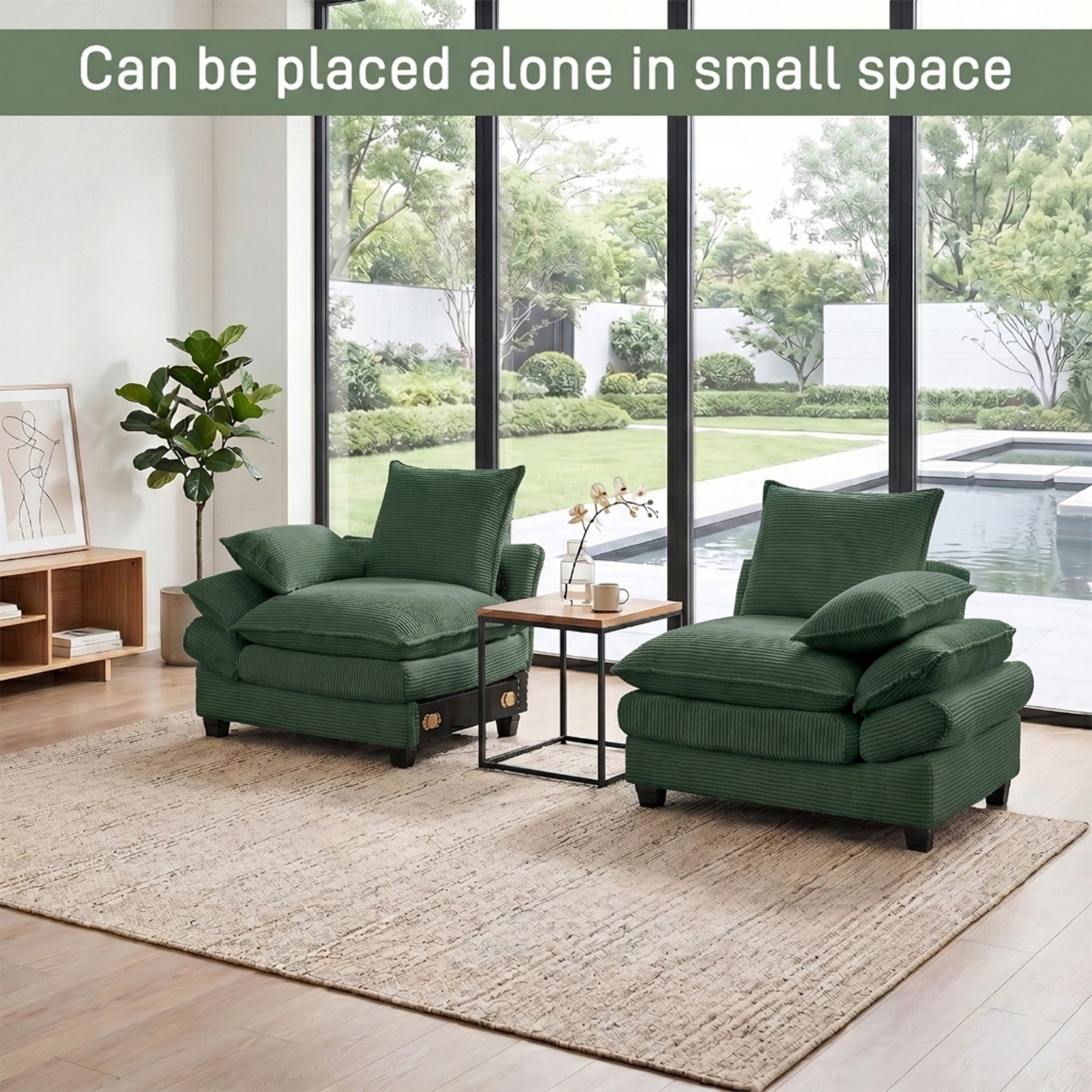 Sailvan 83" Modern Loveseat Sofa,2-Seat Corduroy Couch with High-Elastic Sponge,Comfy Upholstered Sofa for Living Room & Apartment,Green