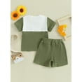 thumbnail image 3 of Bagilaanoe 2pcs Toddler Baby Boy Shorts Set Contrast Color Short Sleeve T Shirt Tops + Shorts 6M 12M 18M 24M 3T Kids Casual Summer Clothes, 3 of 8