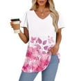 thumbnail image 4 of TQWQT Peplum Tops for Women Vneck Short Sleeve Babydoll Tops Cute Puff Sleeve Floral Blouses Puff Sleeve Tunic Top Plus Size Maternity Clothes Pink 3XL, 4 of 5