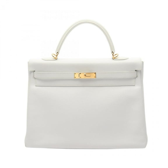 Pre-Owned Hermes Kelly 35 Handbag Leather Epsom Women's White (Good)