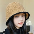 thumbnail image 3 of CoCopeaunts Winter Lamb Knitting Bucket Hat Women Corduroy Fisherman Hats Sunscreen Panama Caps for Women Outdoor, 3 of 6