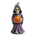 thumbnail image 7 of Shoreew Halloween Skull Pumpkin Figurine Resin Skeleton Holding Pumpkin Statue Spooky Tabletop Ornaments for Indoor Home Decor, 7 of 7