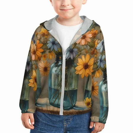 

Gaeub Charming Daisy Bouquet Art Print Athletic Sun Protection Hoodie for Kids Long Sleeve Outdoor UV Shirt Running Fishing Top for Boys Girls-2 Years