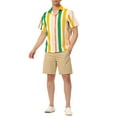 thumbnail image 2 of INSPIRE CHIC Men's Shirts Summer Striped Button Short Sleeve Beach Shirts XL Pink Green Orange, 2 of 6