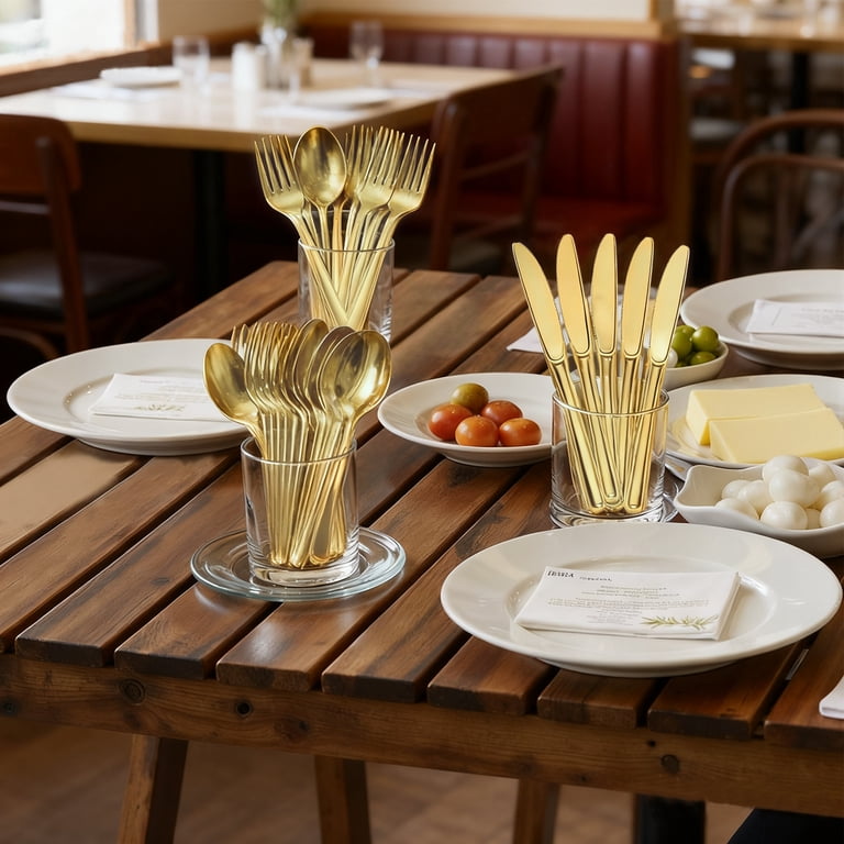 GPED Gold Plastic Silverware Set, 300-Piece photo 6