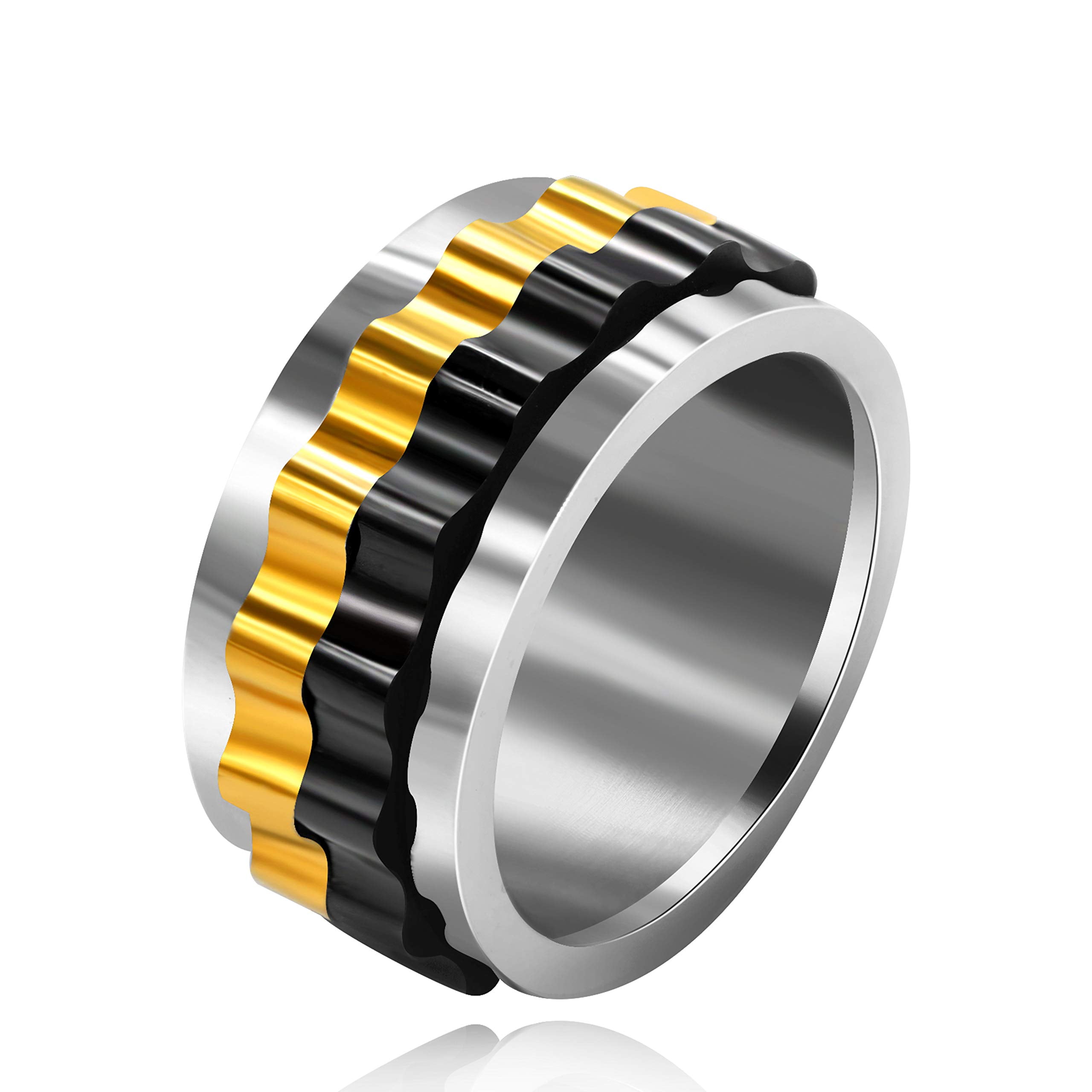 Minnaar stijl zoom Mens Stainless Steel Dual Gear Spinner Ring for Boys Men Dad, Black Gold  Two Tone Fidget Spinning Band Rings (Size 9) - Walmart.com