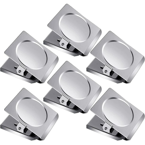Clips magnéticos, paquete de 16 clips metálicos magnéticos resistentes para colgar, clips magnéticos fuertes para pizarra blanca