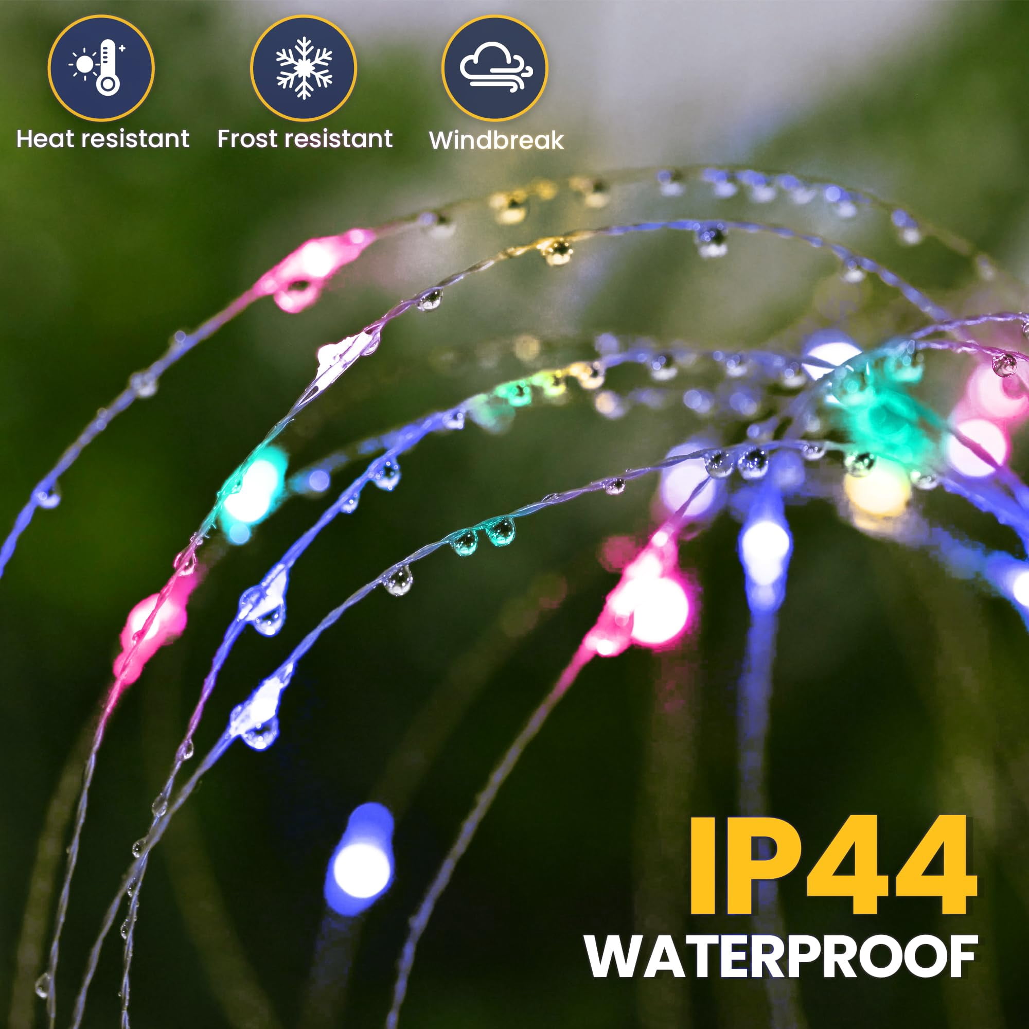 Garden Decor Outdoor Lights 120LED 2Pack, Solar Garden Lights for Christmas Outside Fairy Firework Decorative,Solar Powered for Yard Pathway Flowerbed Planter Balcony Patio Decor (Multicolor)