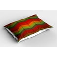 thumbnail image 2 of Ambesonne African Pillow Sham 2 Pack, Abstract Zigzag Striped, 36"x20", Forest Green Orange, 2 of 3