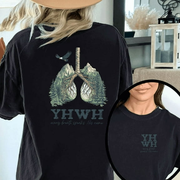 YHWH Christian Womens Graphic Tee Shirt Every Breath Sparks The Rare Inspirational Tops Short Sleeve Round Neck Black S-5XL