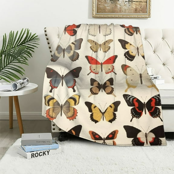PRATYUS Butterflies Theme Throw Blanket Gifts for Women Children Soft Cozy Plush Lightweight Blanket All Seasons 40x50in