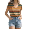 thumbnail image 4 of MEICHEN Short Sleeve Shirts Womens Fashion Casual Print V Neck T Shirt Plus Size Tops Loose Fit Blouse, 4 of 9