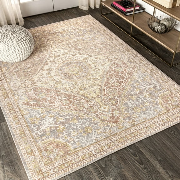 JONATHAN Y MODERN PERSIAN 5 x 8 Area Rug, Petras Ornate Medallion - Gray/Brown, MDP307A-5