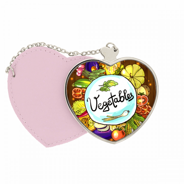 Verduras arroz rojizo col china Bolsa de viaje Mirror maquillaje corazón rosa