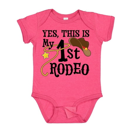 

Inktastic Yes This is My 1st Rodeo- Cowboy Hat with Red Band Lasso Gift Baby Boy or Baby Girl Bodysuit
