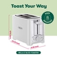 thumbnail image 2 of BELLA 2 Slice Toaster with Auto Shut Off - Extra Wide Slots & Removable Crumb Tray and Cancel, Defrost & Reheat Function - Toast Bread, Bagel & Waffle, White, 2 of 5